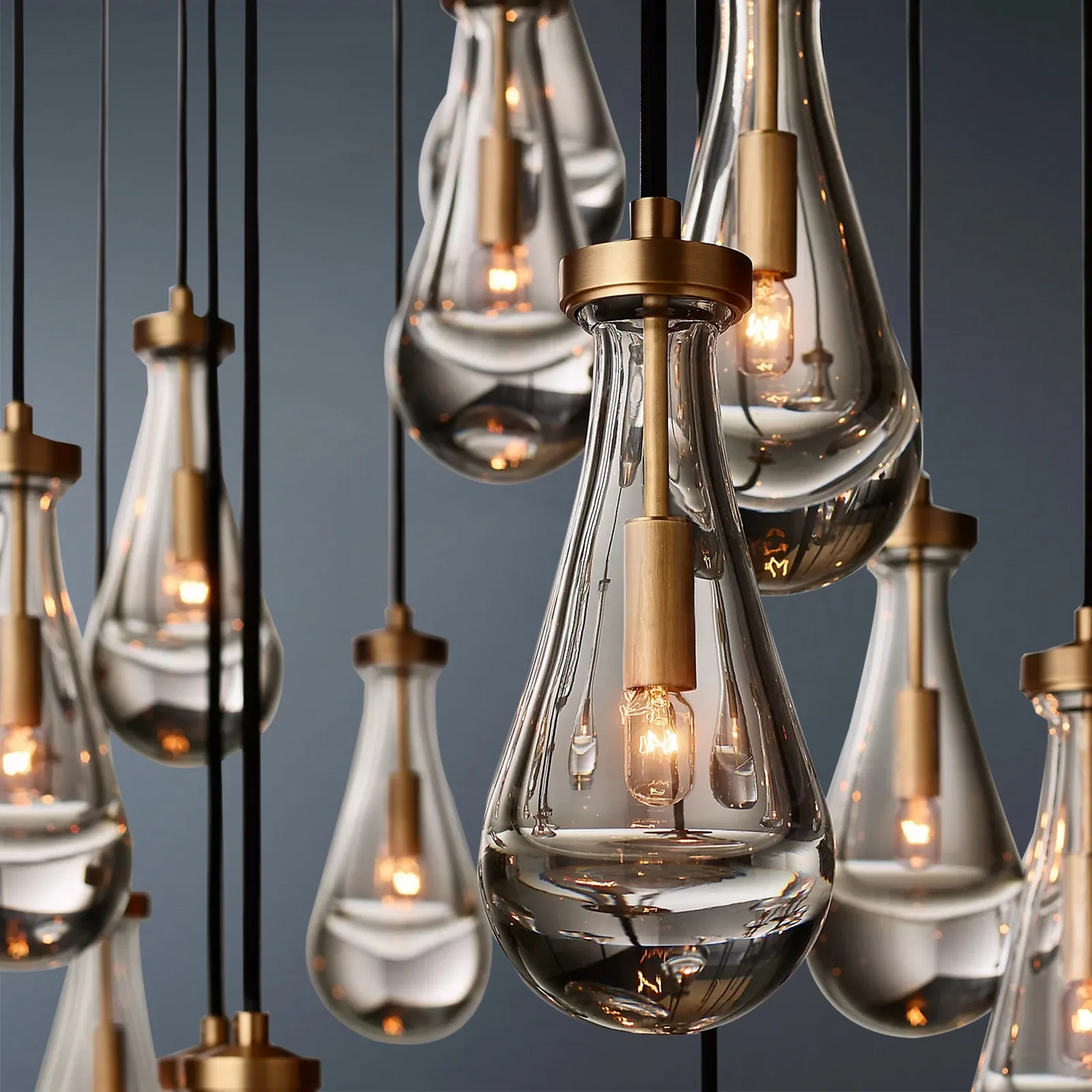 Raindrop Round 3-Lights Chandelier (Rod)