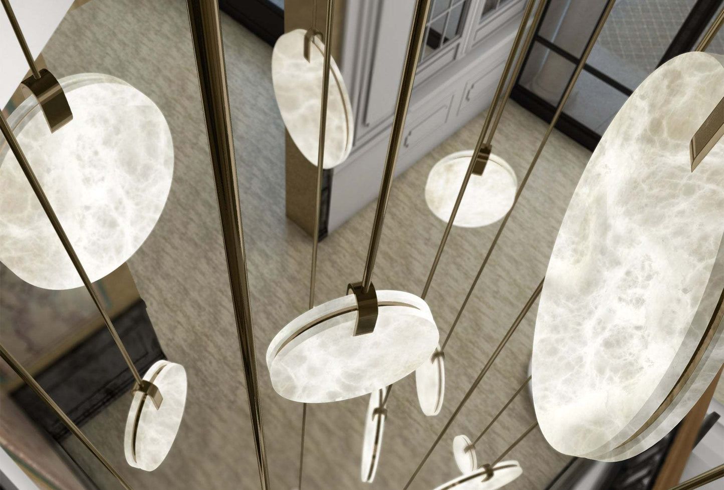 Alabaster Soho Disc Pendant Light For Hallway