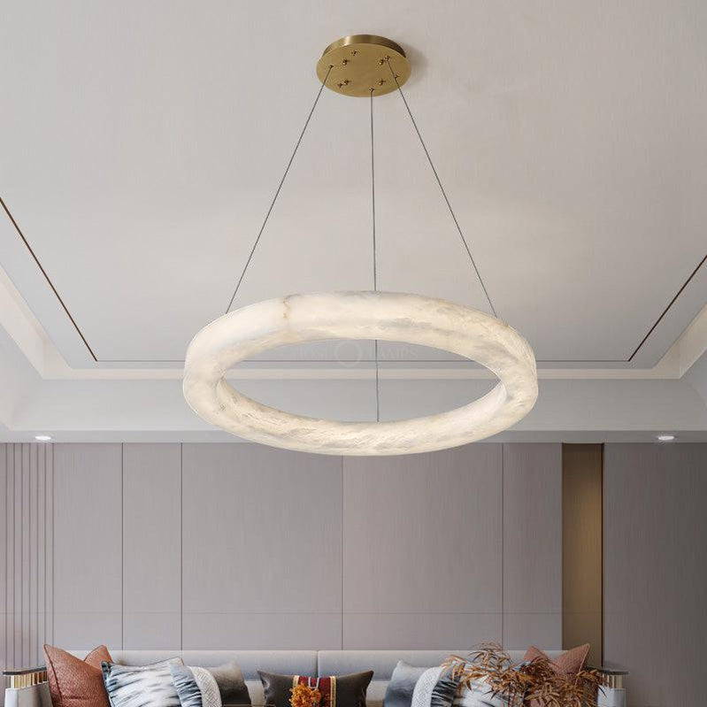 Modern Alabaster Circular Chandelier