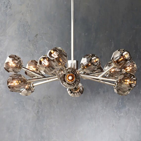 Boule De Cristal Glass Round Chandelier 36″,18-Lights