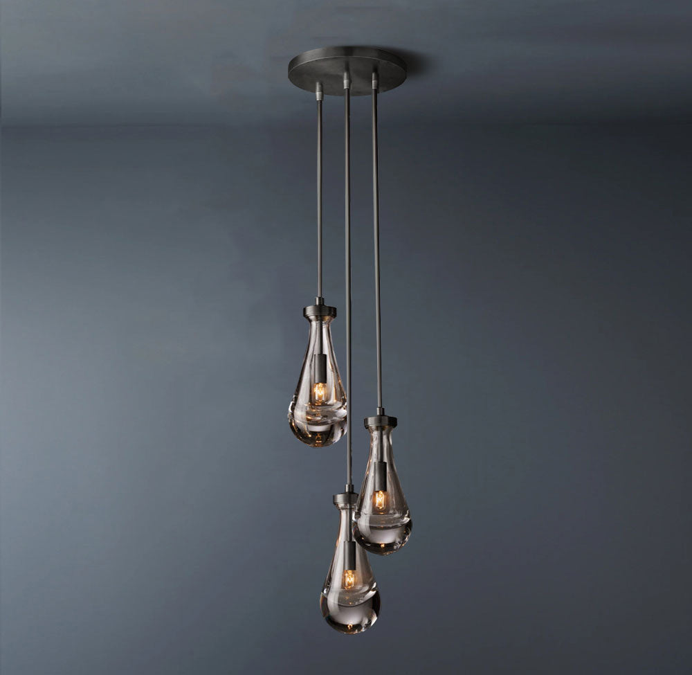 Raindrop Round 3-Lights Chandelier (Rod)
