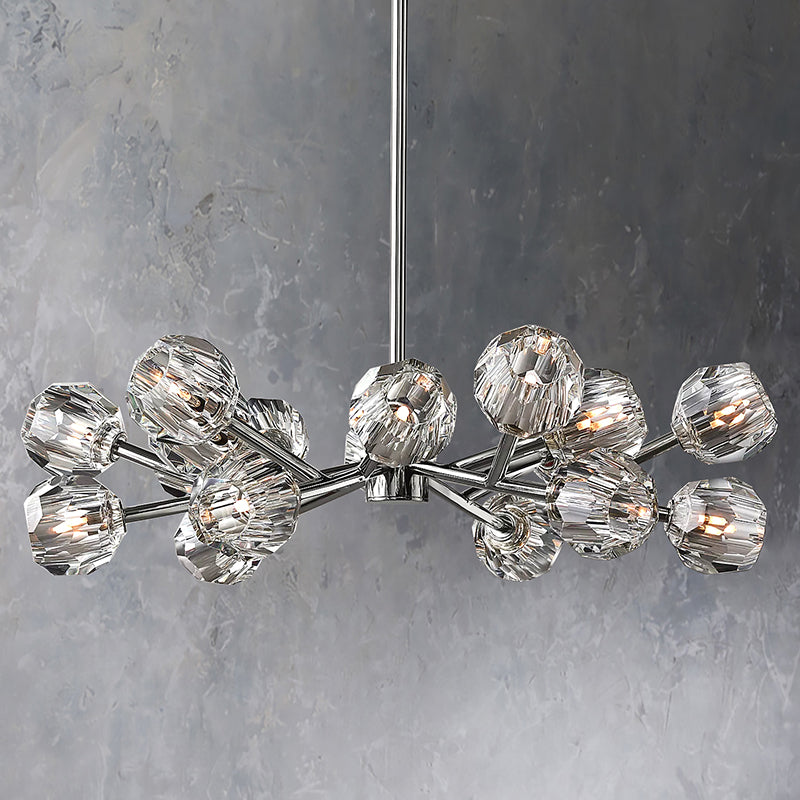 Boule De Cristal Glass Round Chandelier 36″,18-Lights