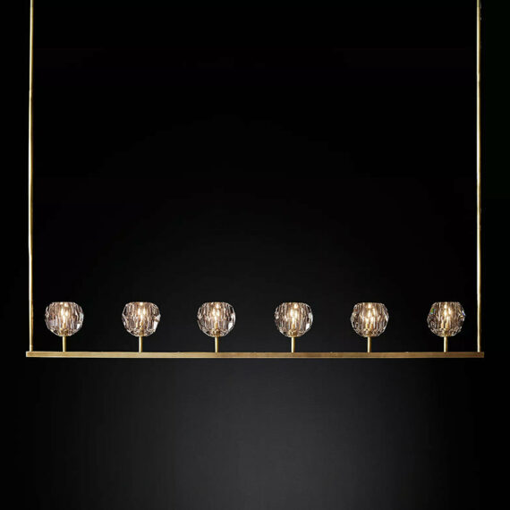 Boule De Cristal Glass Linear Chandelier 60″, 6-Lights