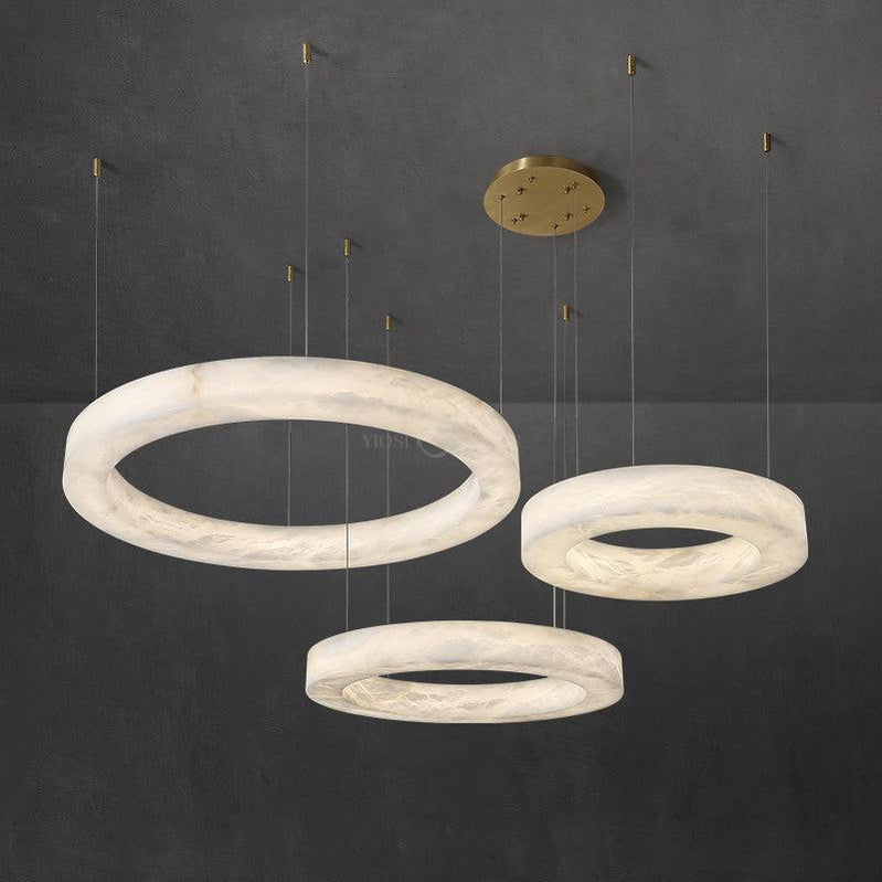Modern Alabaster Circular Chandelier