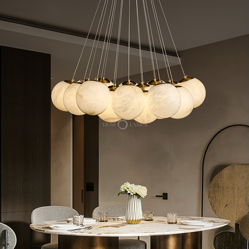 Alabaster Modern Pearl Ball Pendant Light For Dining Room