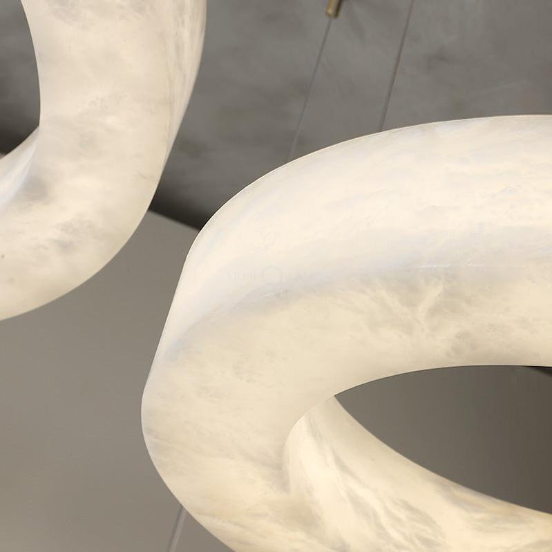 Modern Alabaster Circular Chandelier
