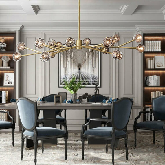 Boule De Cristal Glass Oval Chandelier 72″, 24-Lights