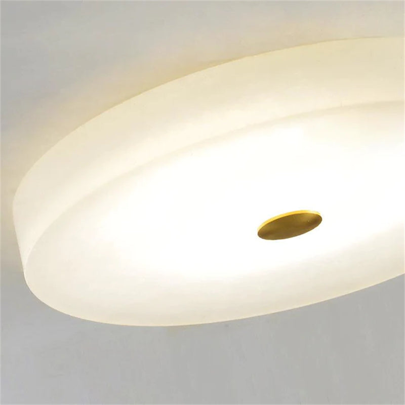 Modern Apollo Alabaster Flush Mounted Round Chandelier