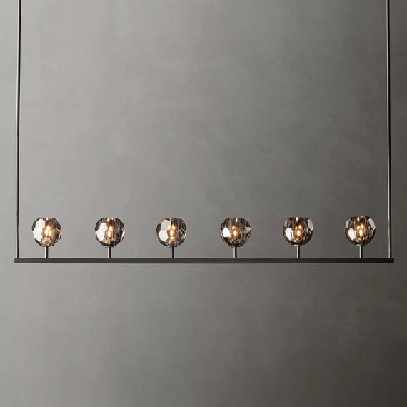 Boule De Cristal Glass Linear Chandelier 60″, 6-Lights