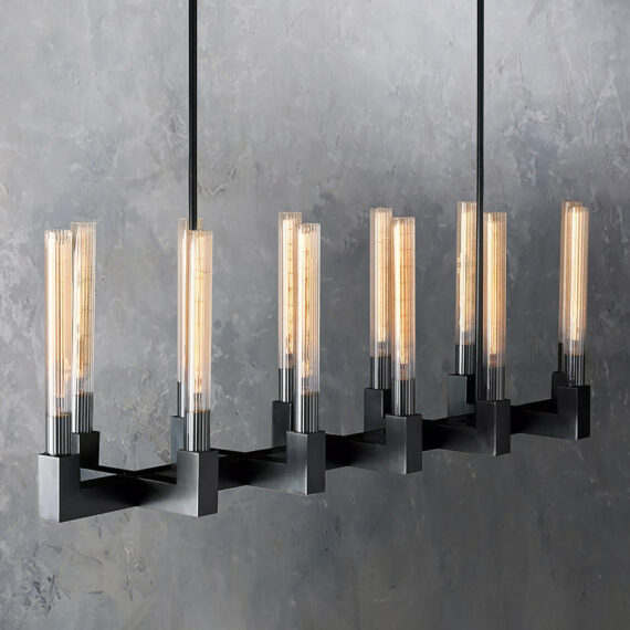 Cannel-Coal Linear Chandelier 55″