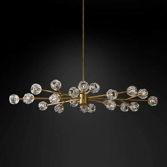 Boule De Cristal Glass Oval Chandelier 72″, 24-Lights