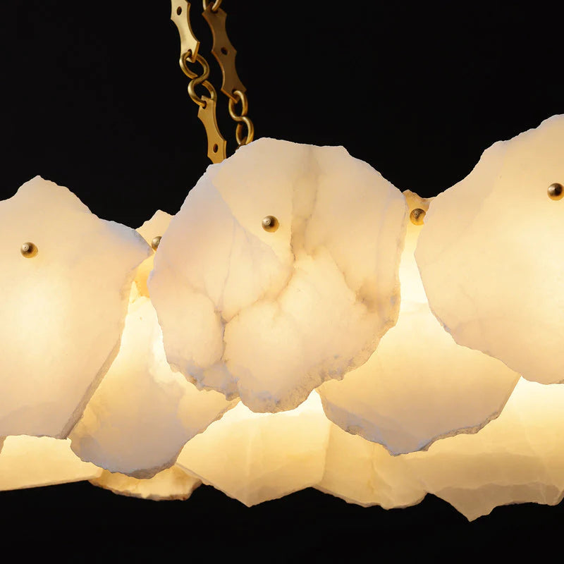 Noah Alabaster Modern Snowflake Linear Chandelier for Dining Table