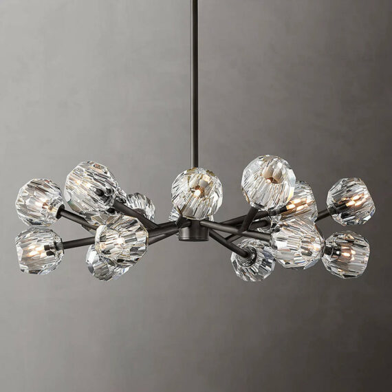 Boule De Cristal Glass Round Chandelier 36″,18-Lights