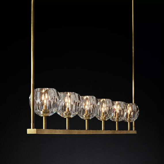 Boule De Cristal Glass Linear Chandelier 60″, 6-Lights