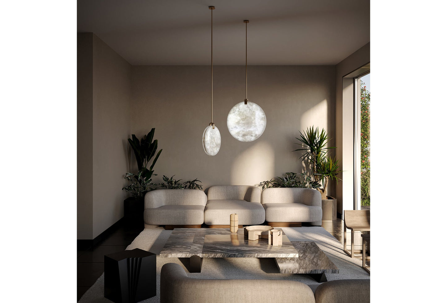 Alabaster Soho Disc Pendant Light For Hallway