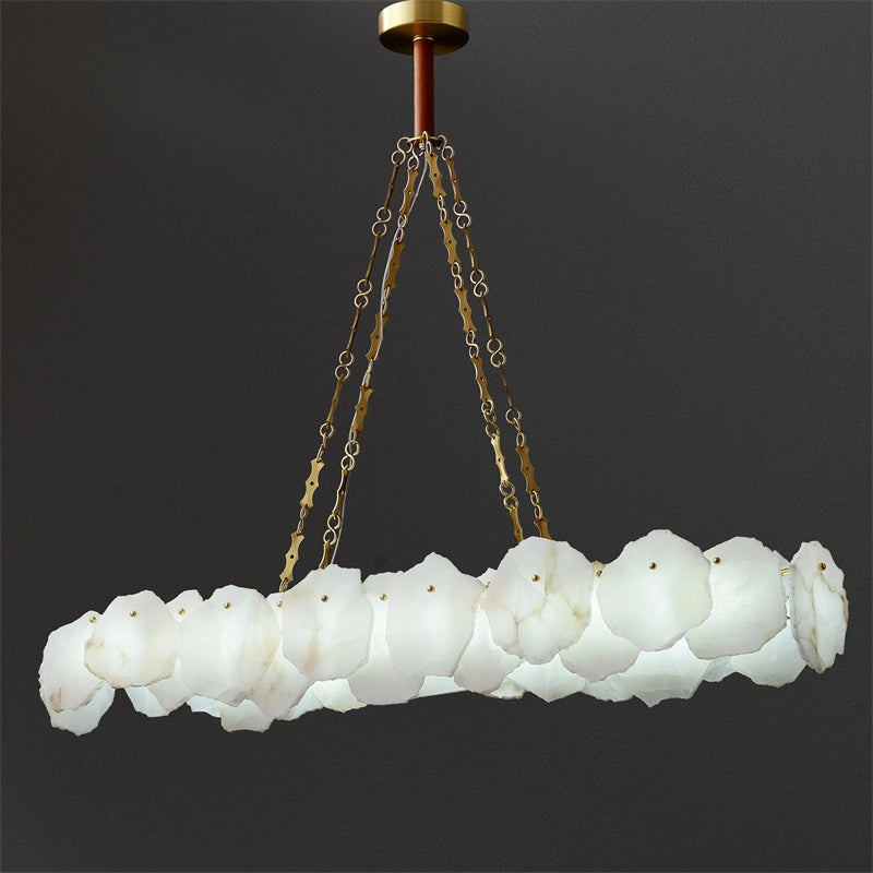 Noah Alabaster Modern Snowflake Linear Chandelier for Dining Table