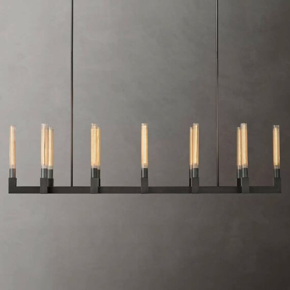 Cannel-Coal Linear Chandelier 55″