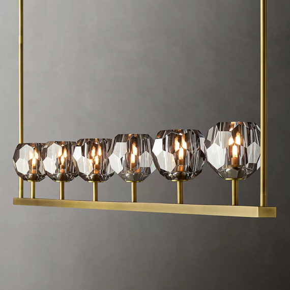 Boule De Cristal Glass Linear Chandelier 60″, 6-Lights