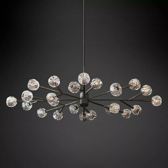 Boule De Cristal Glass Oval Chandelier 72″, 24-Lights