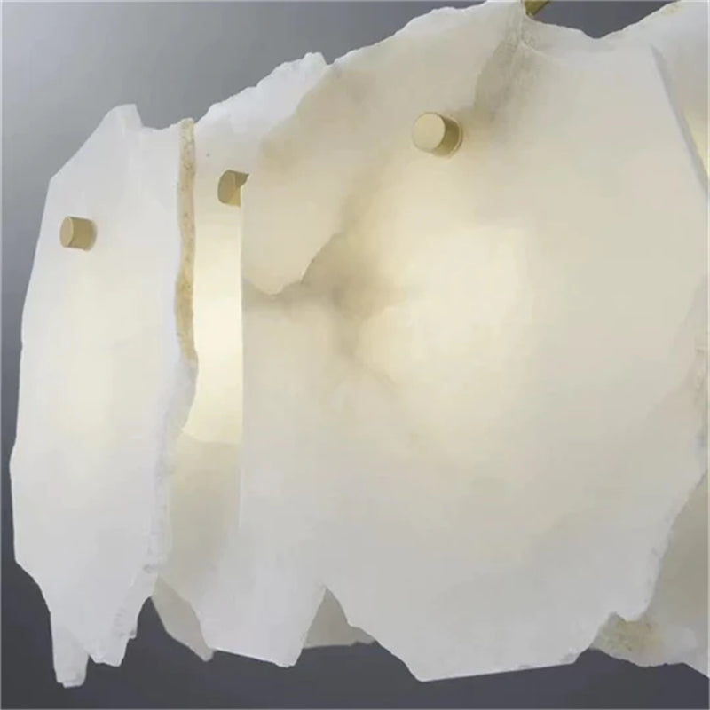 Noah Alabaster Modern Snowflake Linear Chandelier for Dining Table