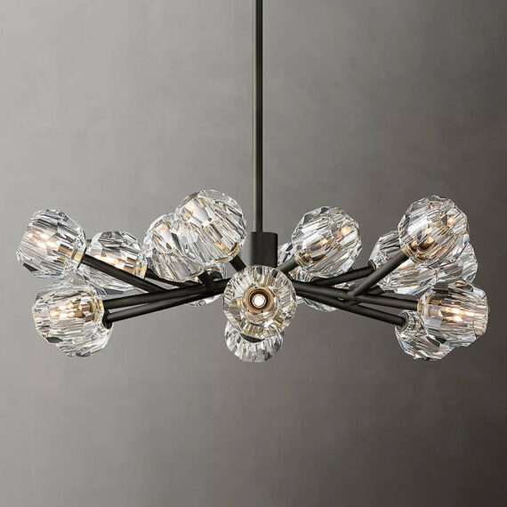 Boule De Cristal Glass Round Chandelier 36″,18-Lights