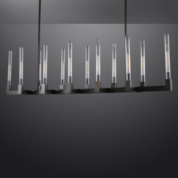 Cannel-Coal Linear Chandelier 55″