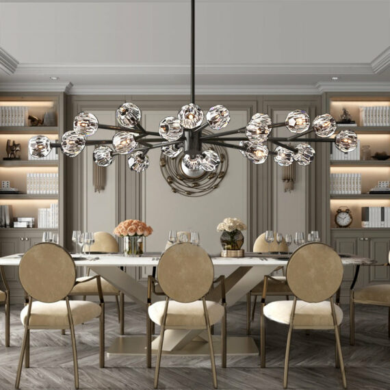 Boule De Cristal Glass Oval Chandelier 72″, 24-Lights