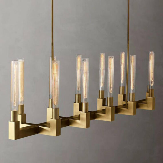 Cannel-Coal Linear Chandelier 55″