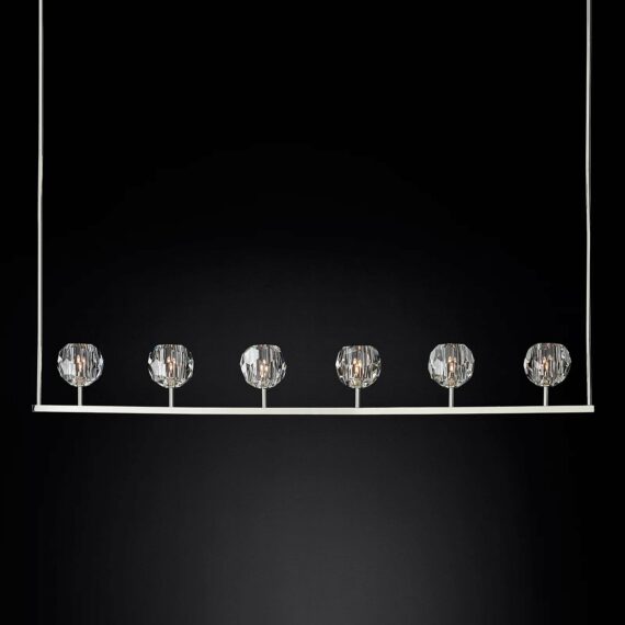 Boule De Cristal Glass Linear Chandelier 60″, 6-Lights