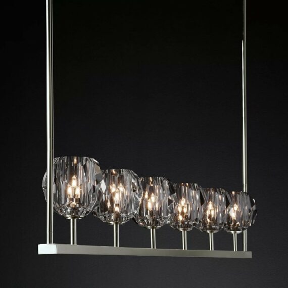 Boule De Cristal Glass Linear Chandelier 60″, 6-Lights