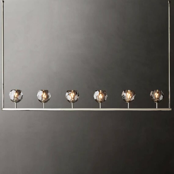 Boule De Cristal Glass Linear Chandelier 60″, 6-Lights