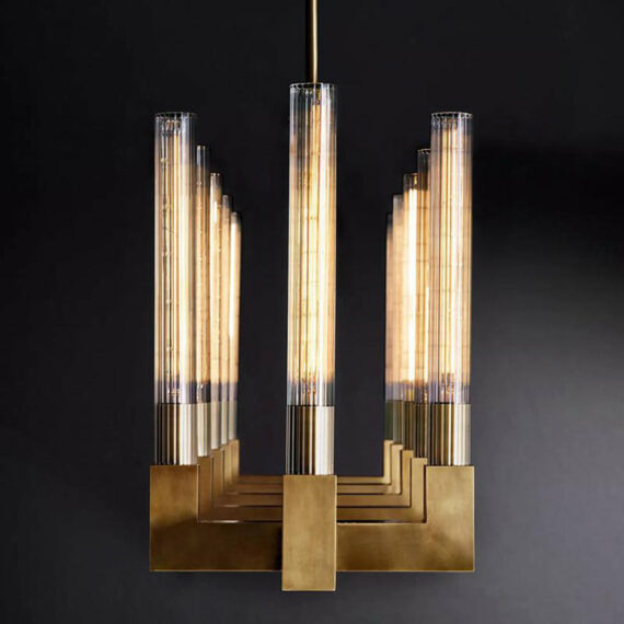 Cannel-Coal Linear Chandelier 55″