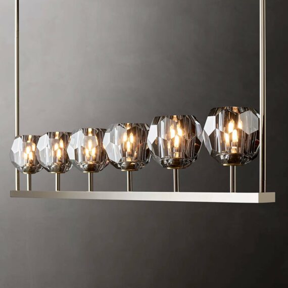 Boule De Cristal Glass Linear Chandelier 60″, 6-Lights
