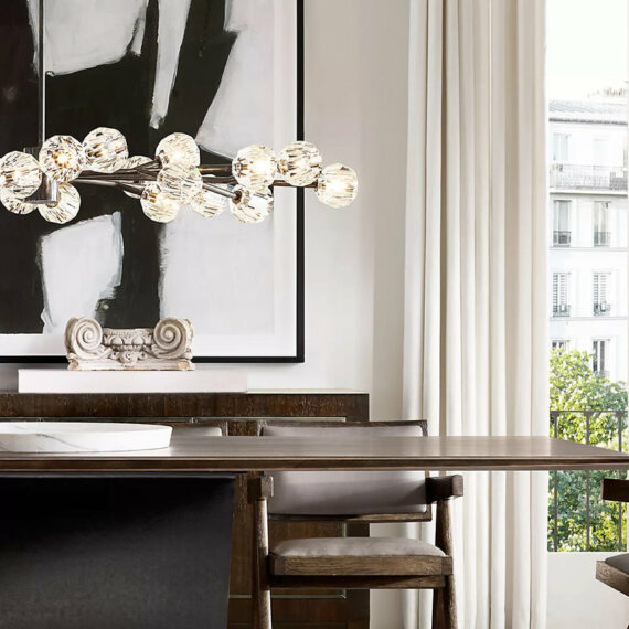 Boule De Cristal Glass Oval Chandelier 72″, 24-Lights
