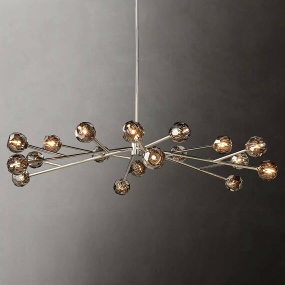 Boule De Cristal Glass Oval Chandelier 72″, 24-Lights