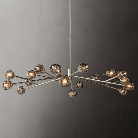 Boule De Cristal Glass Oval Chandelier 72″, 24-Lights