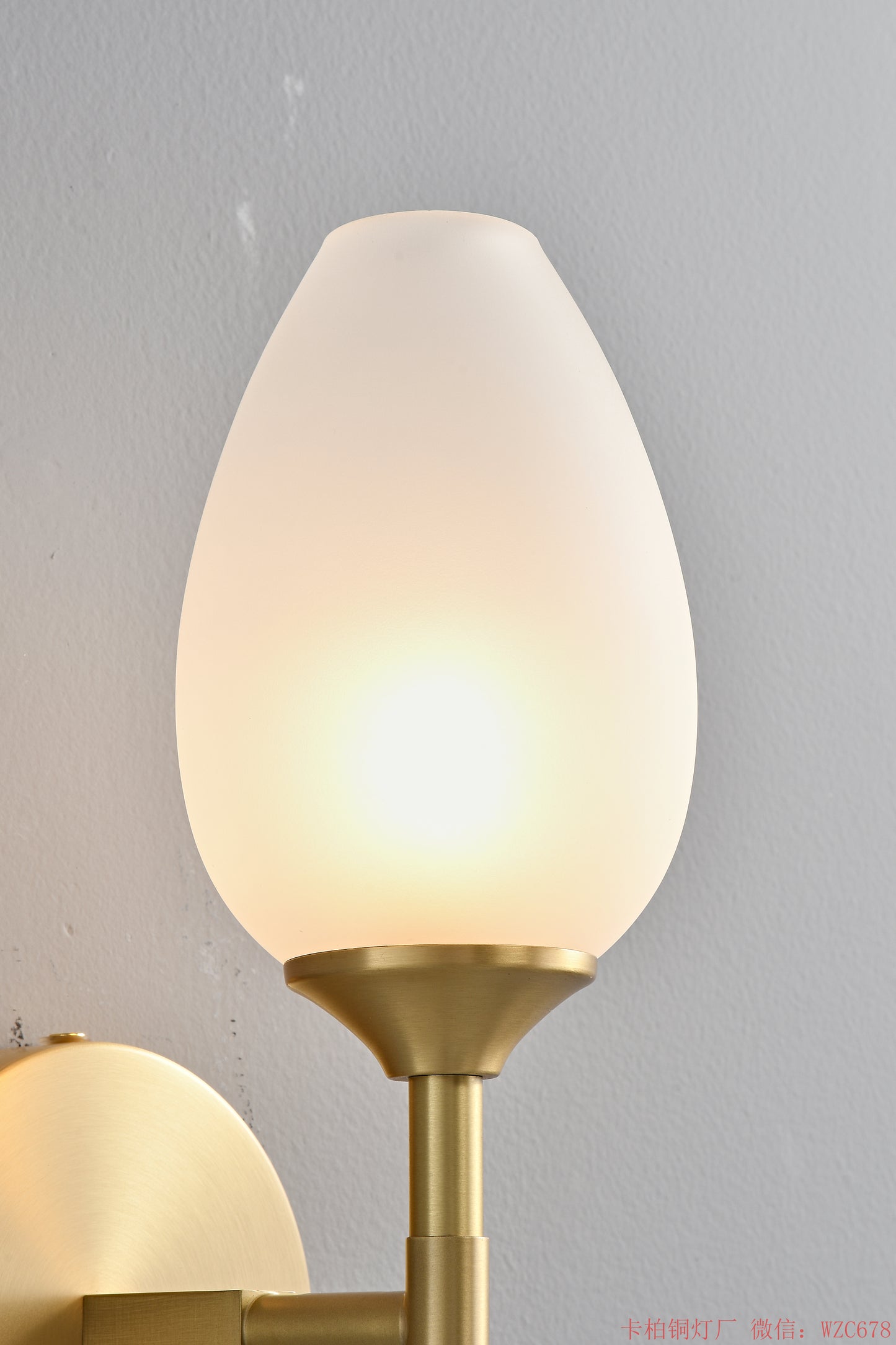 Simple Brass wall lighting fixture with glass bud shade