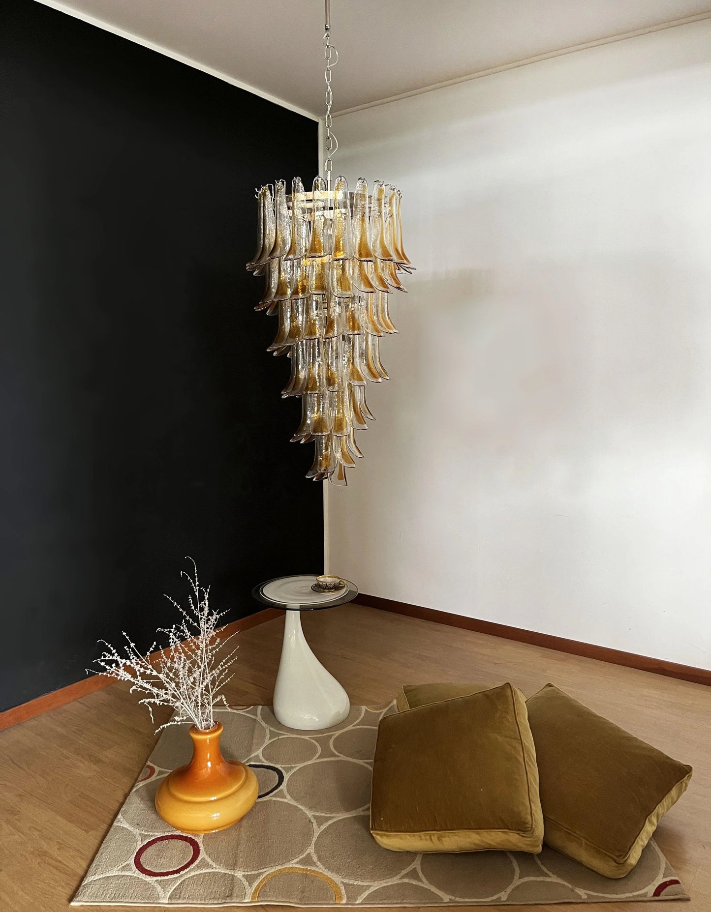 Petals Spiral Murano Transparent Chandelier