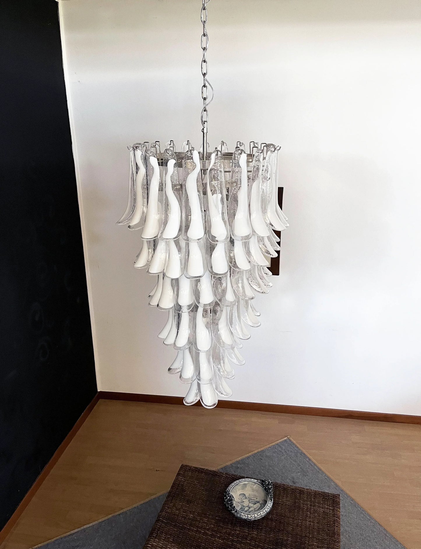 Petals Spiral Murano Transparent Chandelier