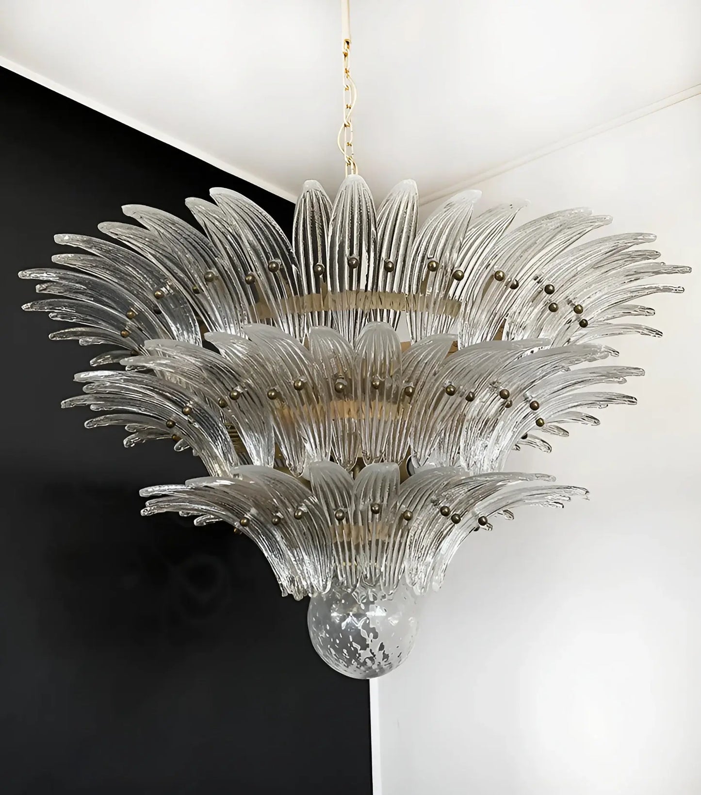 Beautifully Murano Palmette Transparent Chandelier