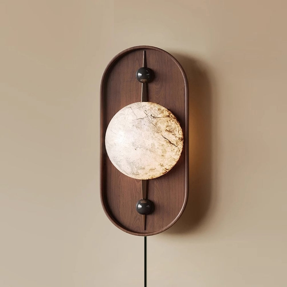 Bezel Alabaster Plug-in Wall Lamp