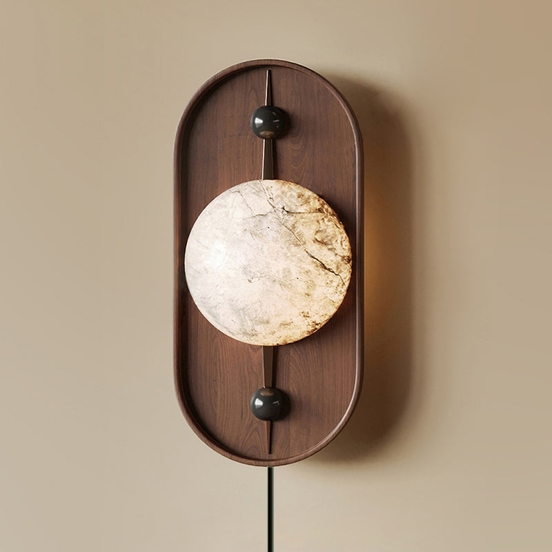 Bezel Alabaster Plug-in Wall Lamp