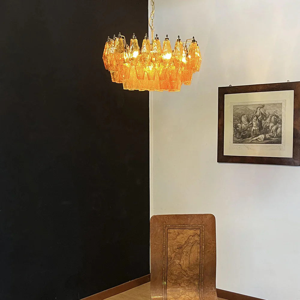 Poliedri Murano Amber Chandelier