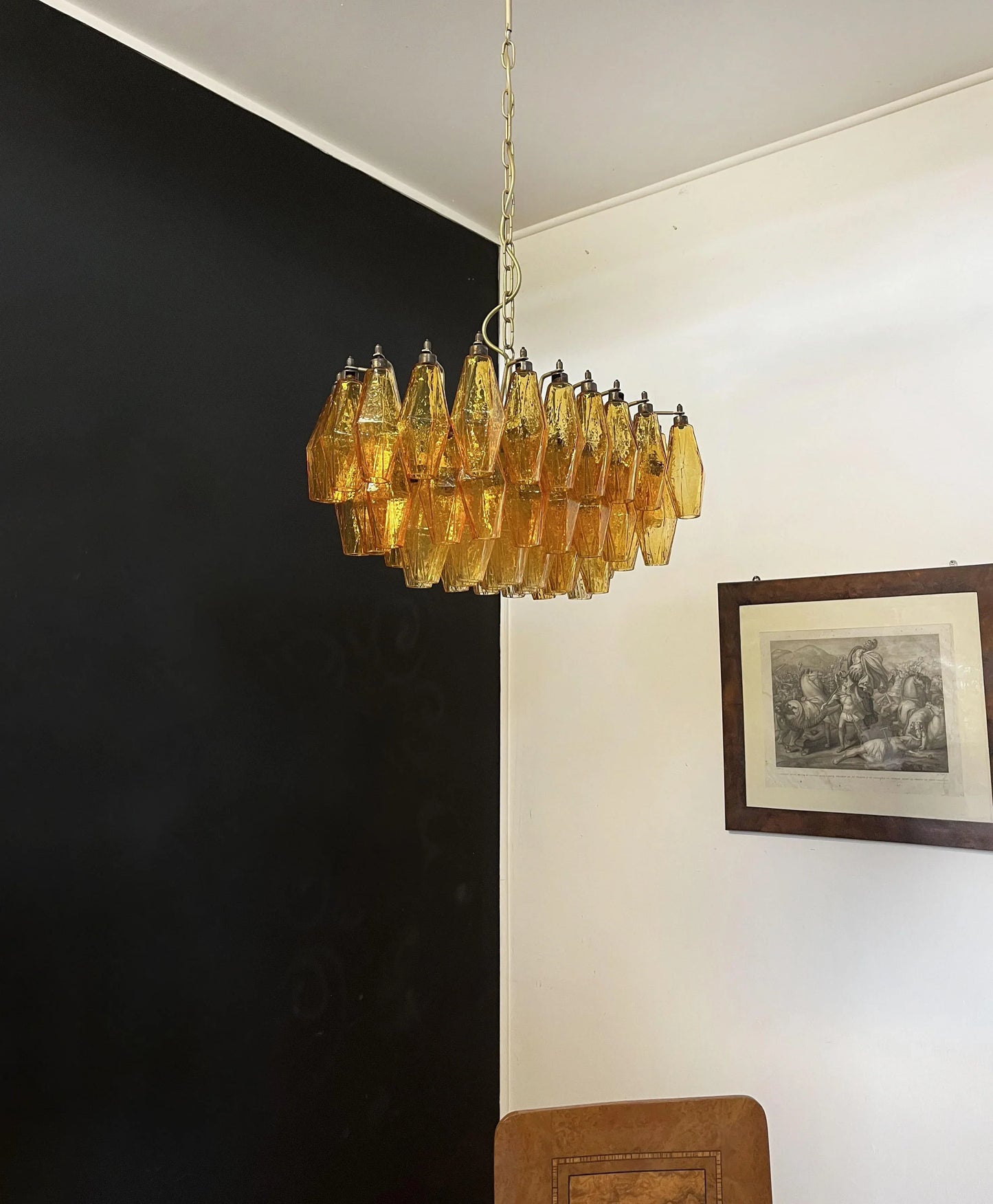 Poliedri Murano Amber Chandelier