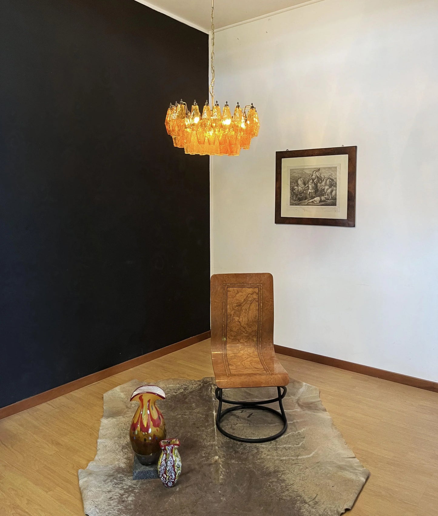 Poliedri Murano Amber Chandelier