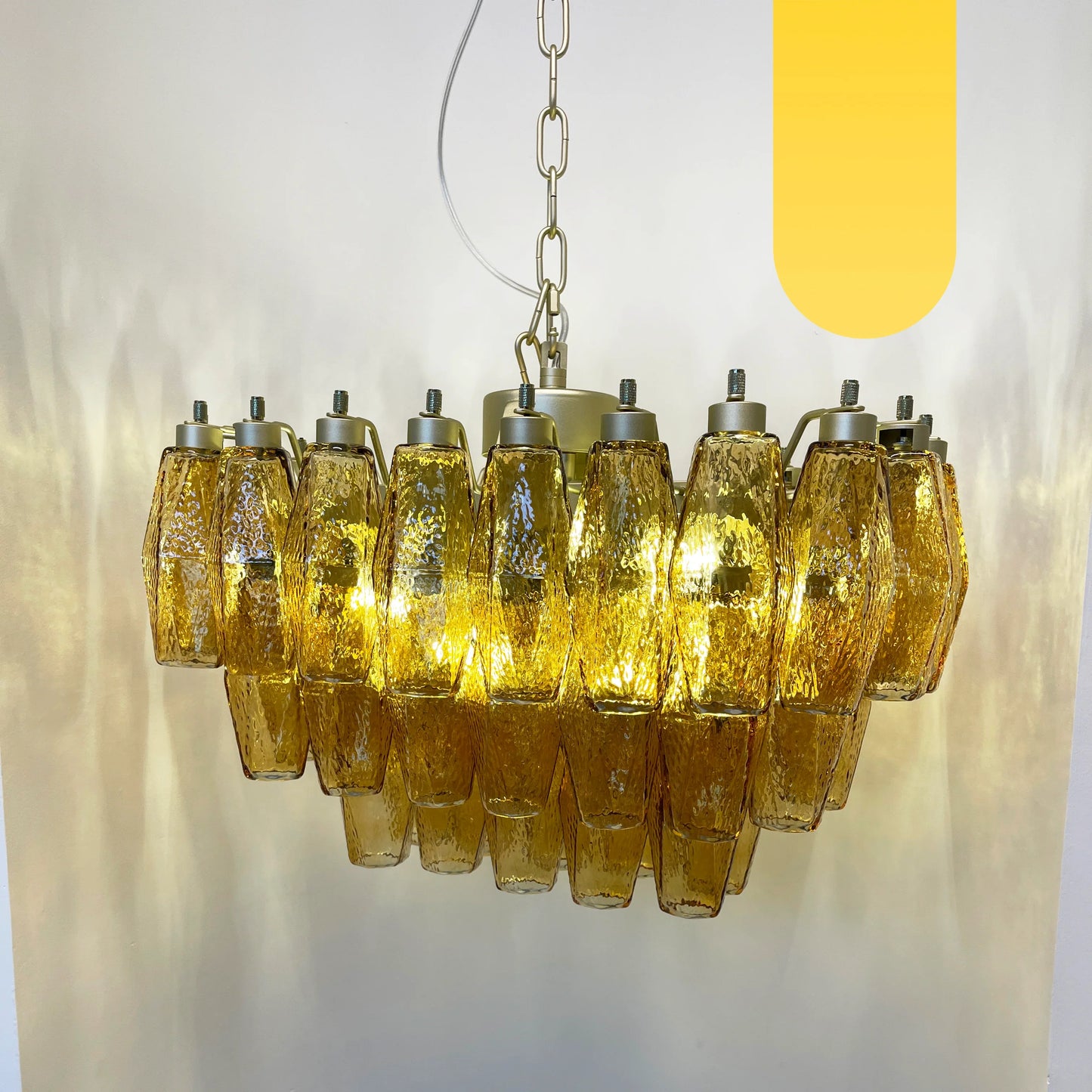 Poliedri Murano Amber Chandelier