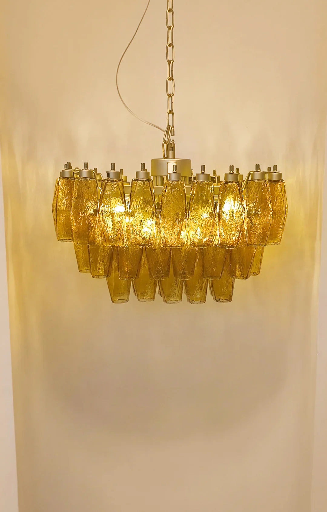 Poliedri Murano Amber Chandelier