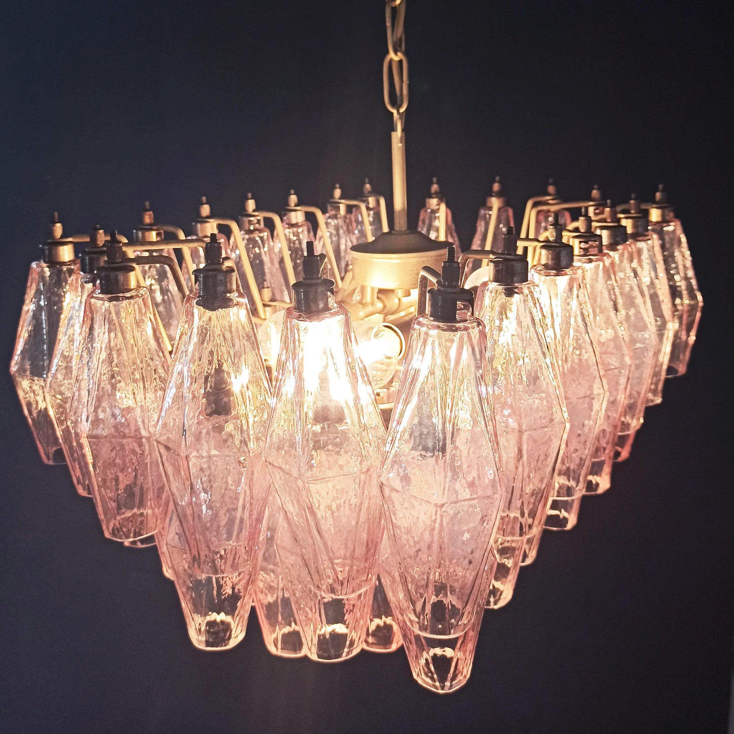 Poliedri Murano Pink Chandelier