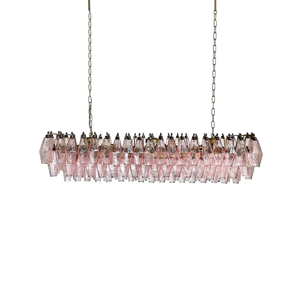 Elegant Pink Murano Poliedri Chandelier