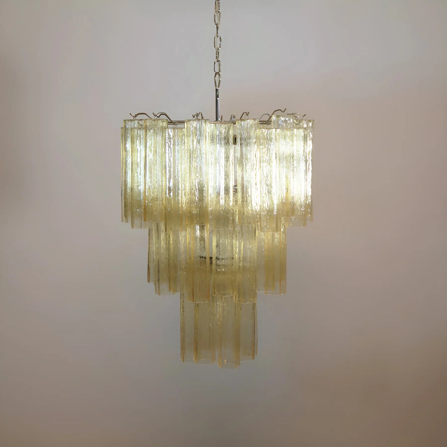 Elegant Yellow Murano Glass Tube Chandelier